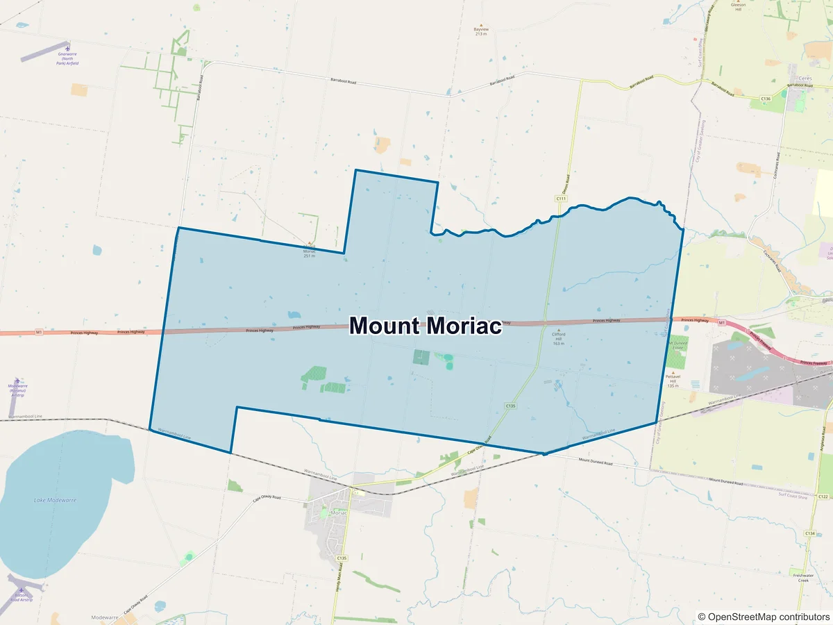 Map of Mount Moriac, VIC, Australia