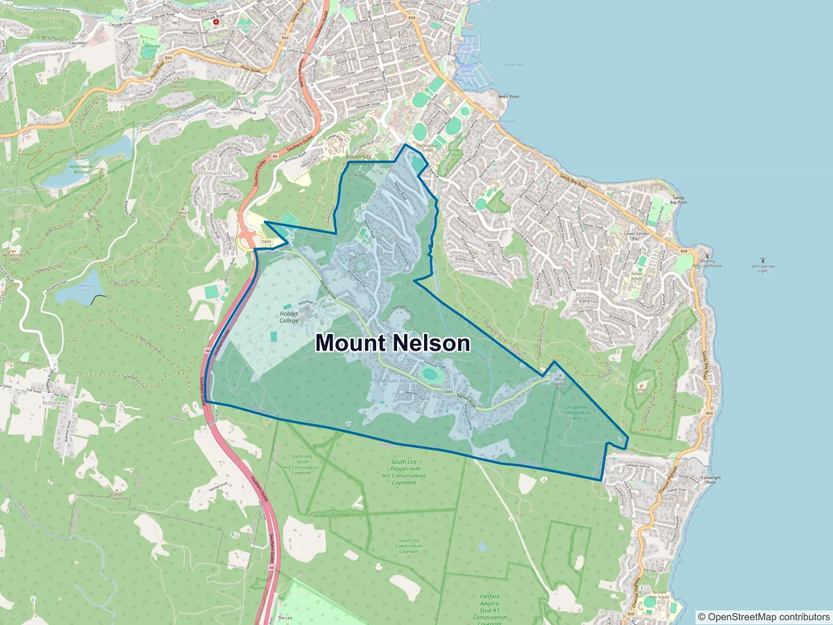 Map of Mount Nelson, TAS, Australia