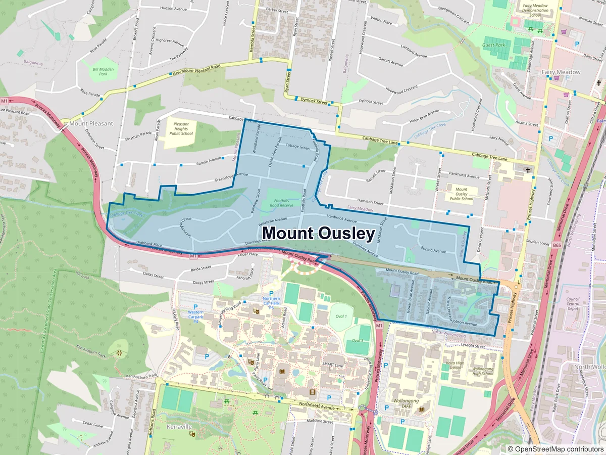 Map of Mount Ousley, NSW, Australia