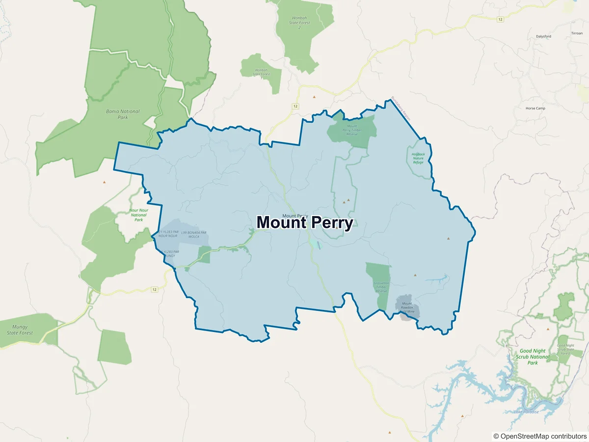 Map of Mount Perry, QLD, Australia