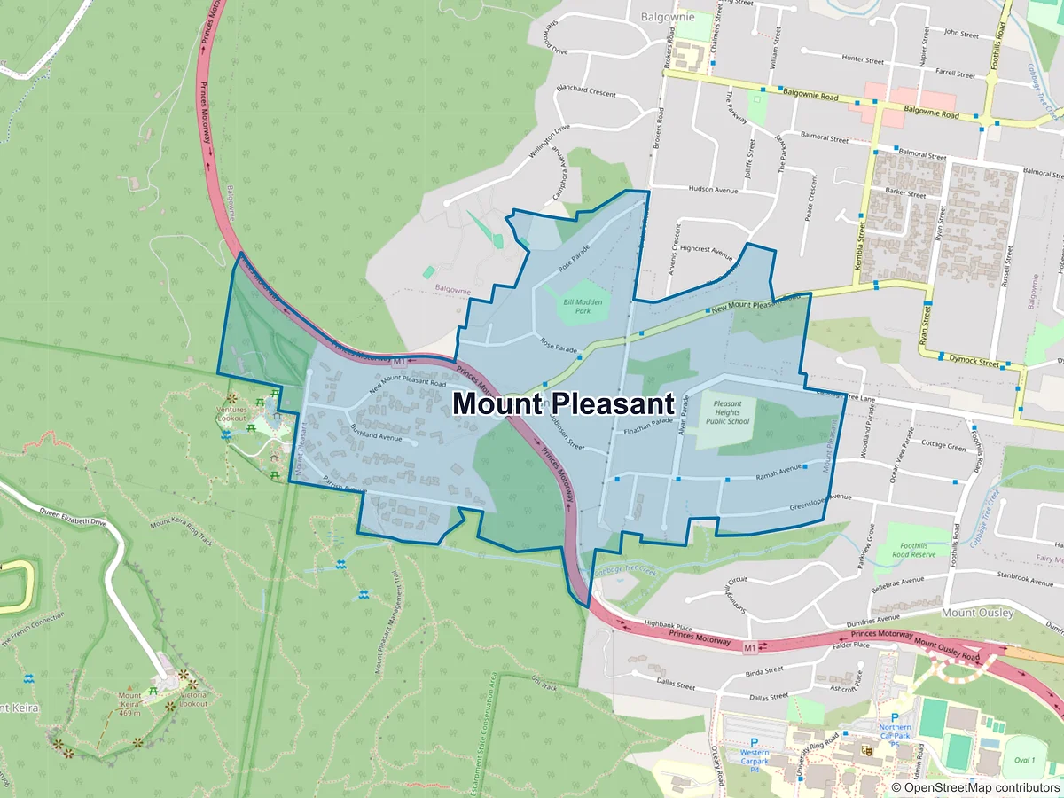 Map of Mount Pleasant, NSW, Australia
