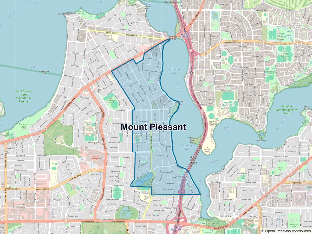 Map of Mount Pleasant, WA, Australia