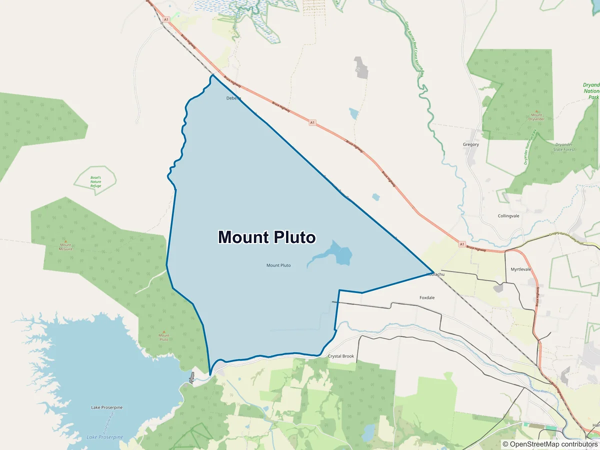 Map of Mount Pluto, QLD, Australia