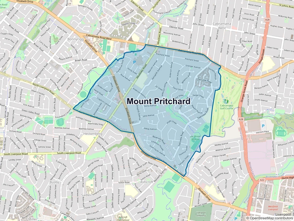 Map of Mount Pritchard, NSW, Australia