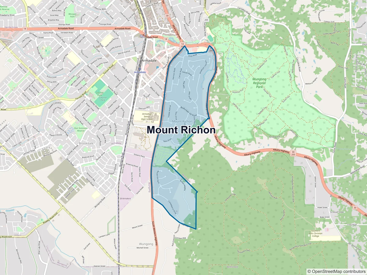 Map of Mount Richon, WA, Australia