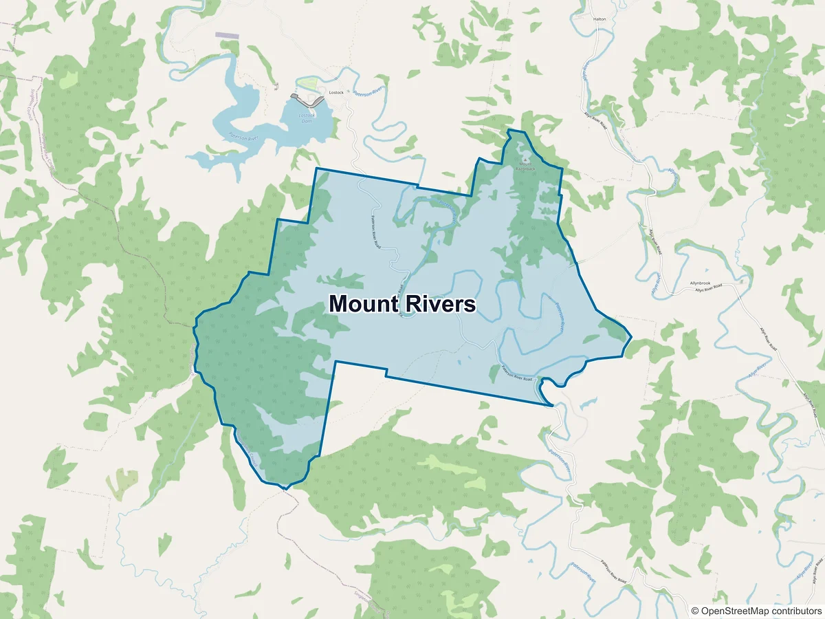 Map of Mount Rivers, NSW, Australia