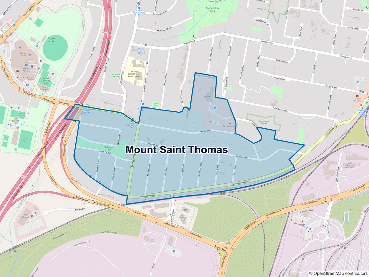 Map of Mount Saint Thomas, NSW, Australia