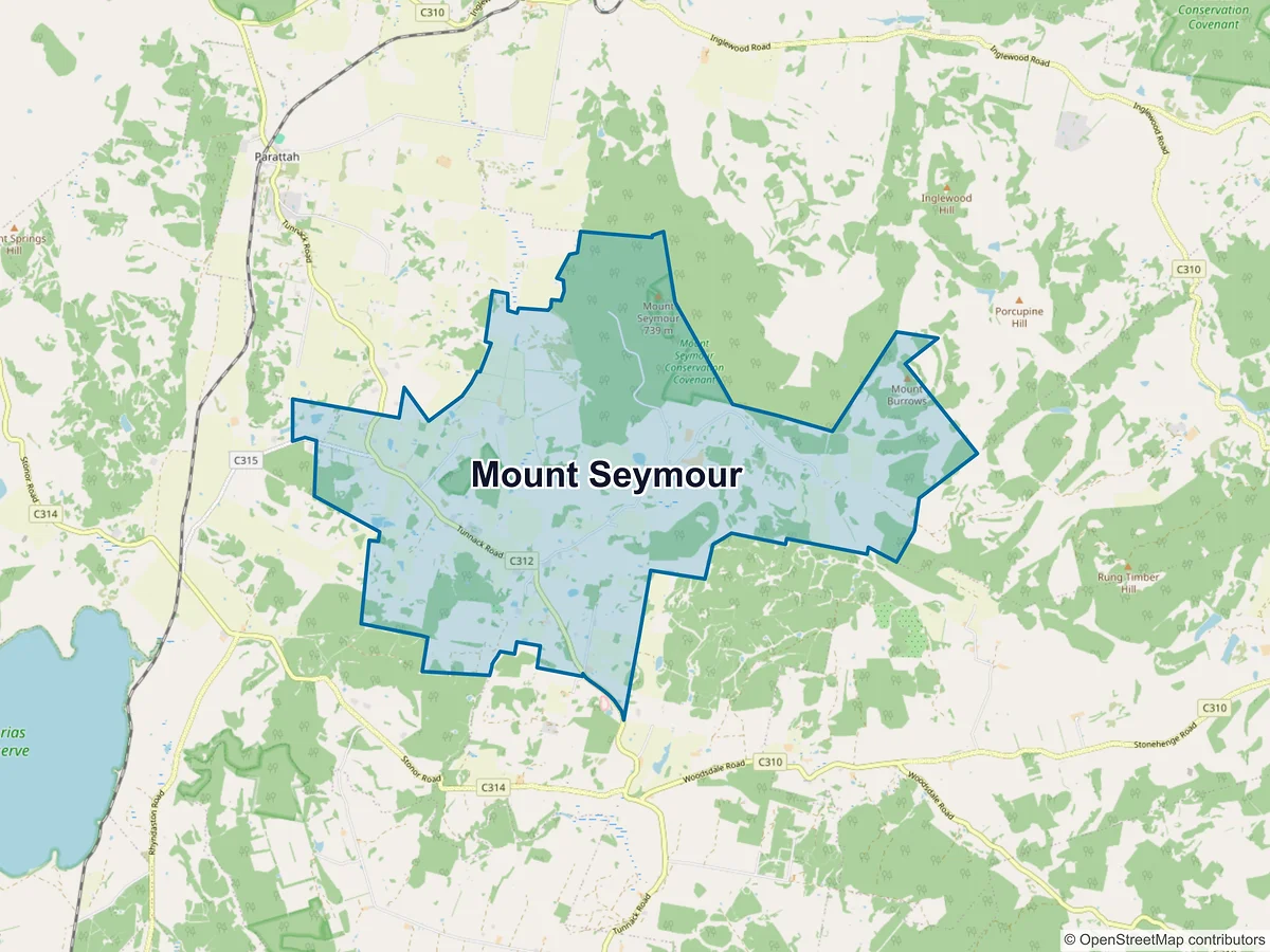 Map of Mount Seymour, TAS, Australia