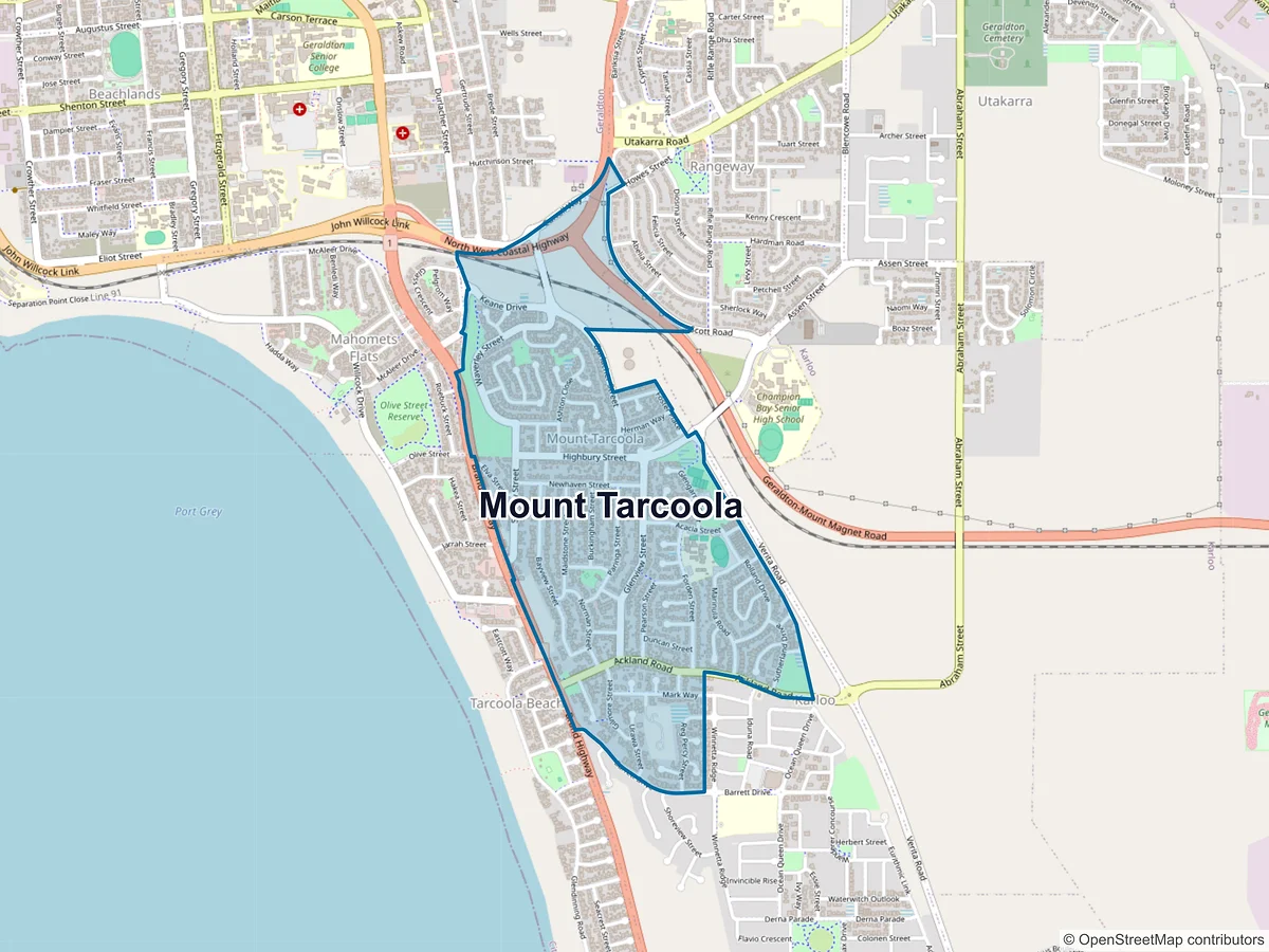 Map of Mount Tarcoola, WA, Australia