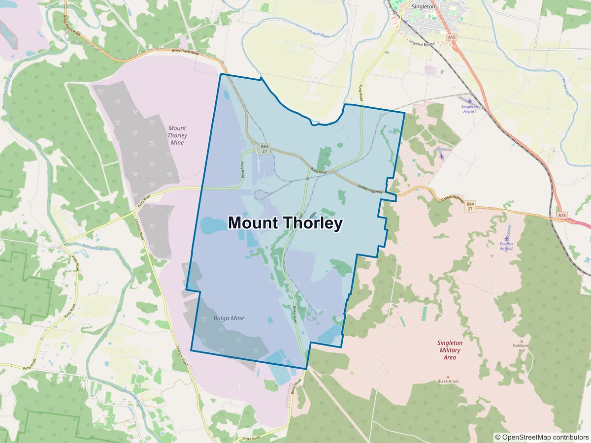 Map of Mount Thorley, NSW, Australia