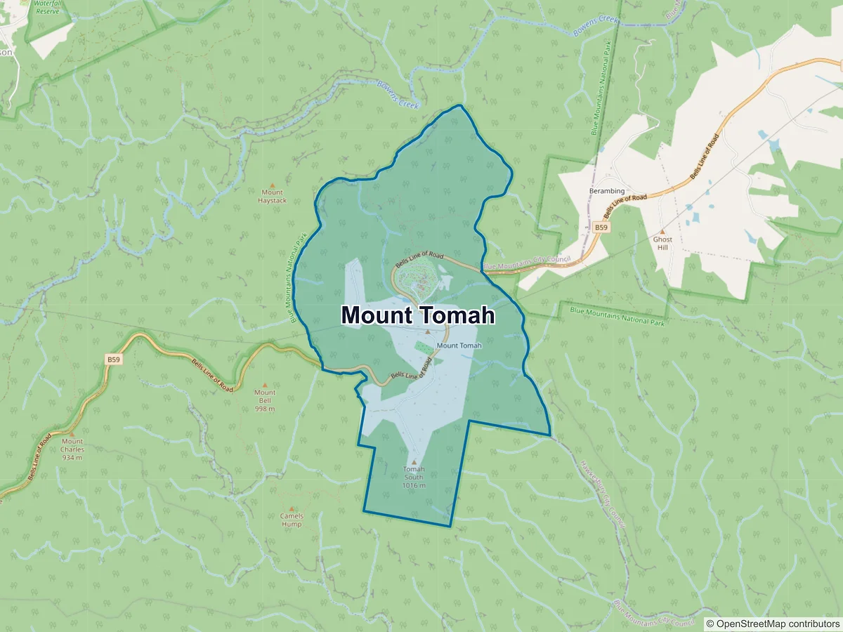 Map of Mount Tomah, NSW, Australia