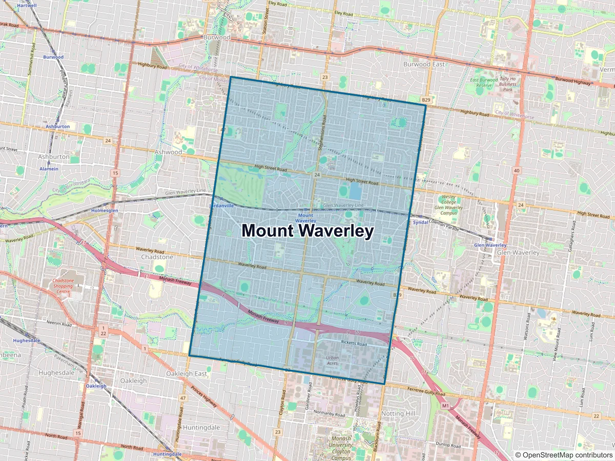 Map of Mount Waverley, VIC, Australia