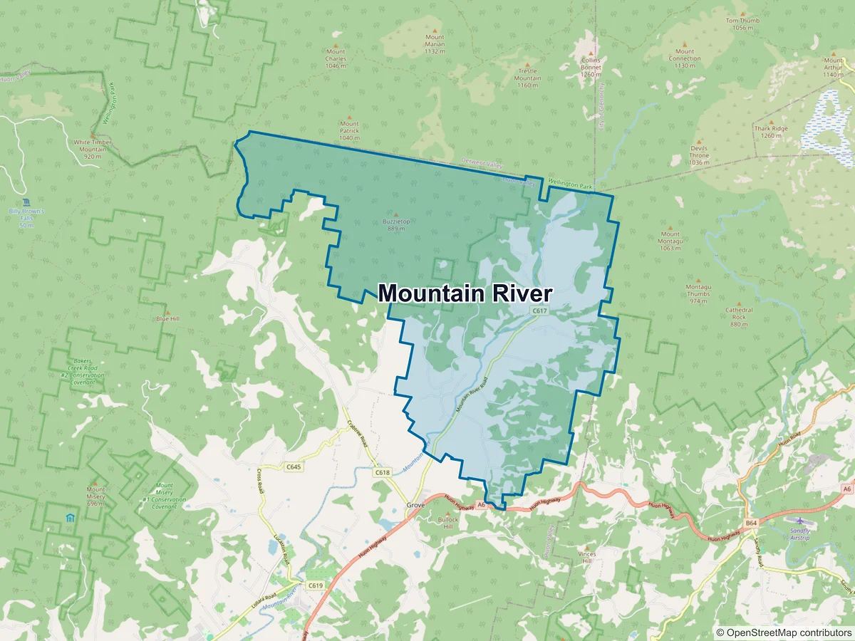 Map of Mountain River, TAS, Australia