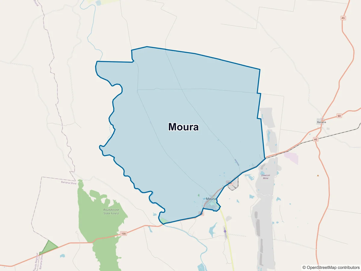 Map of Moura, QLD, Australia
