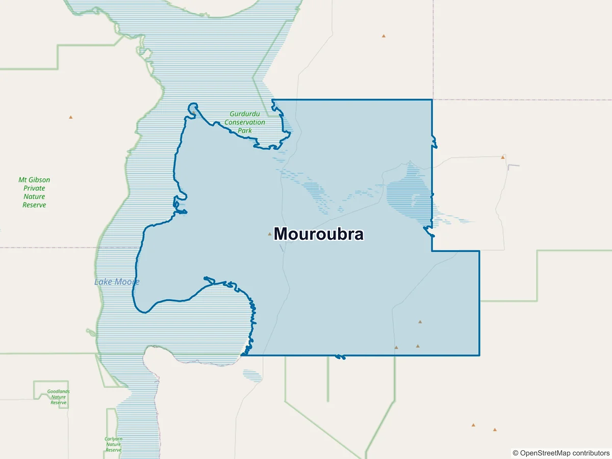 Map of Mouroubra, WA, Australia