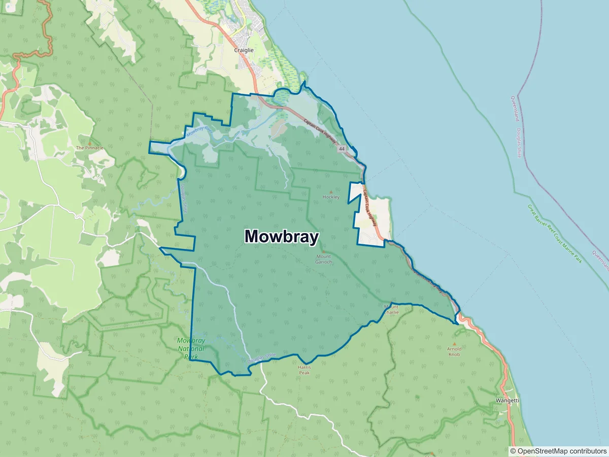 Map of Mowbray, QLD, Australia