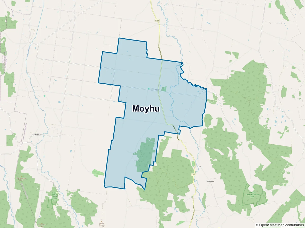 Map of Moyhu, VIC, Australia