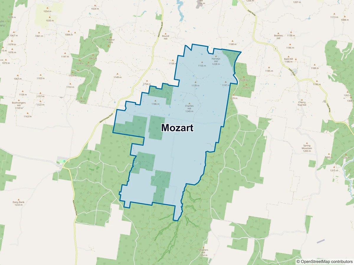 Map of Mozart, NSW, Australia
