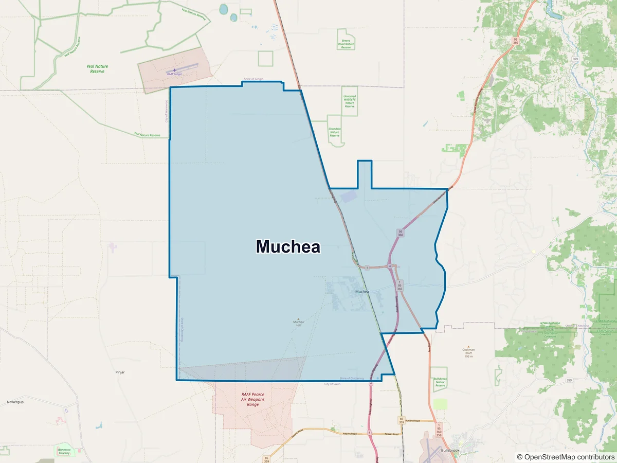 Map of Muchea, WA, Australia