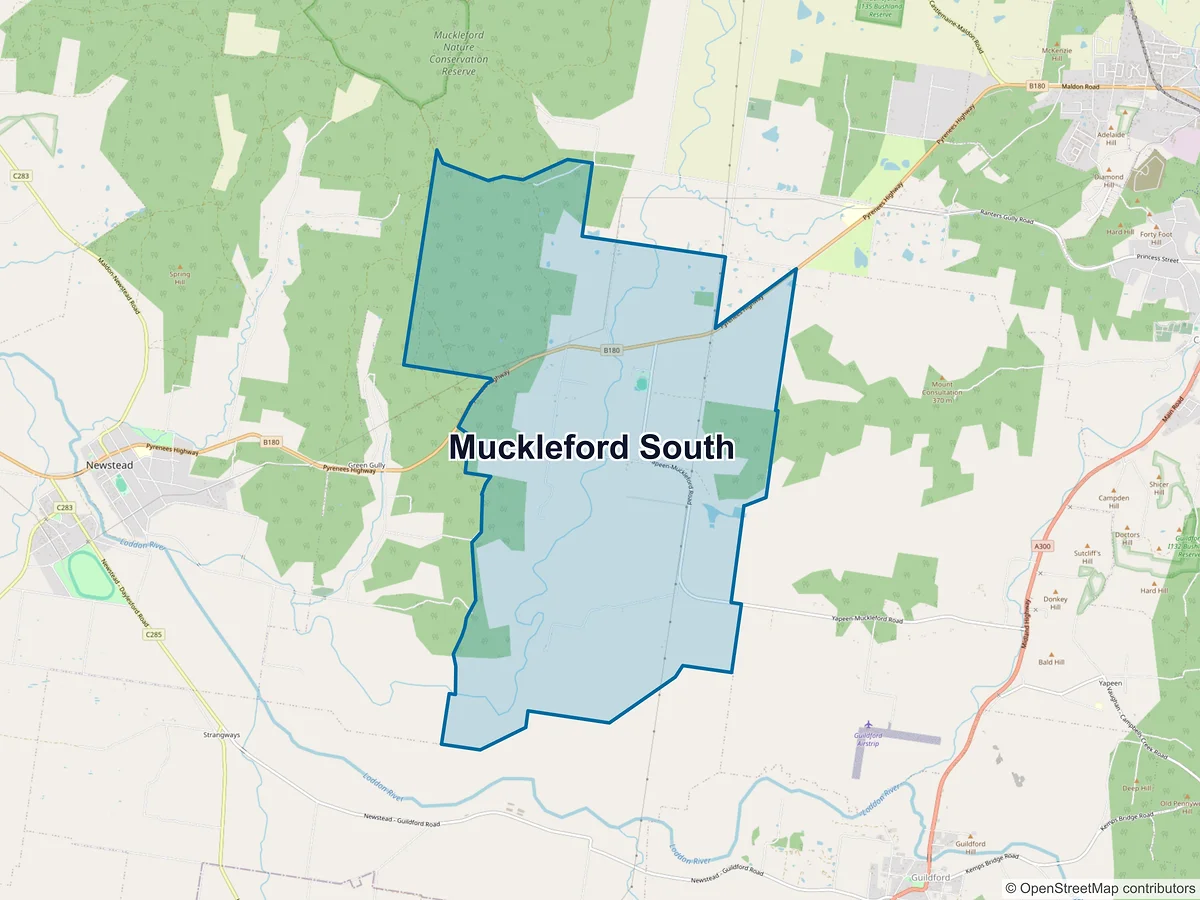 Map of Muckleford South, VIC, Australia