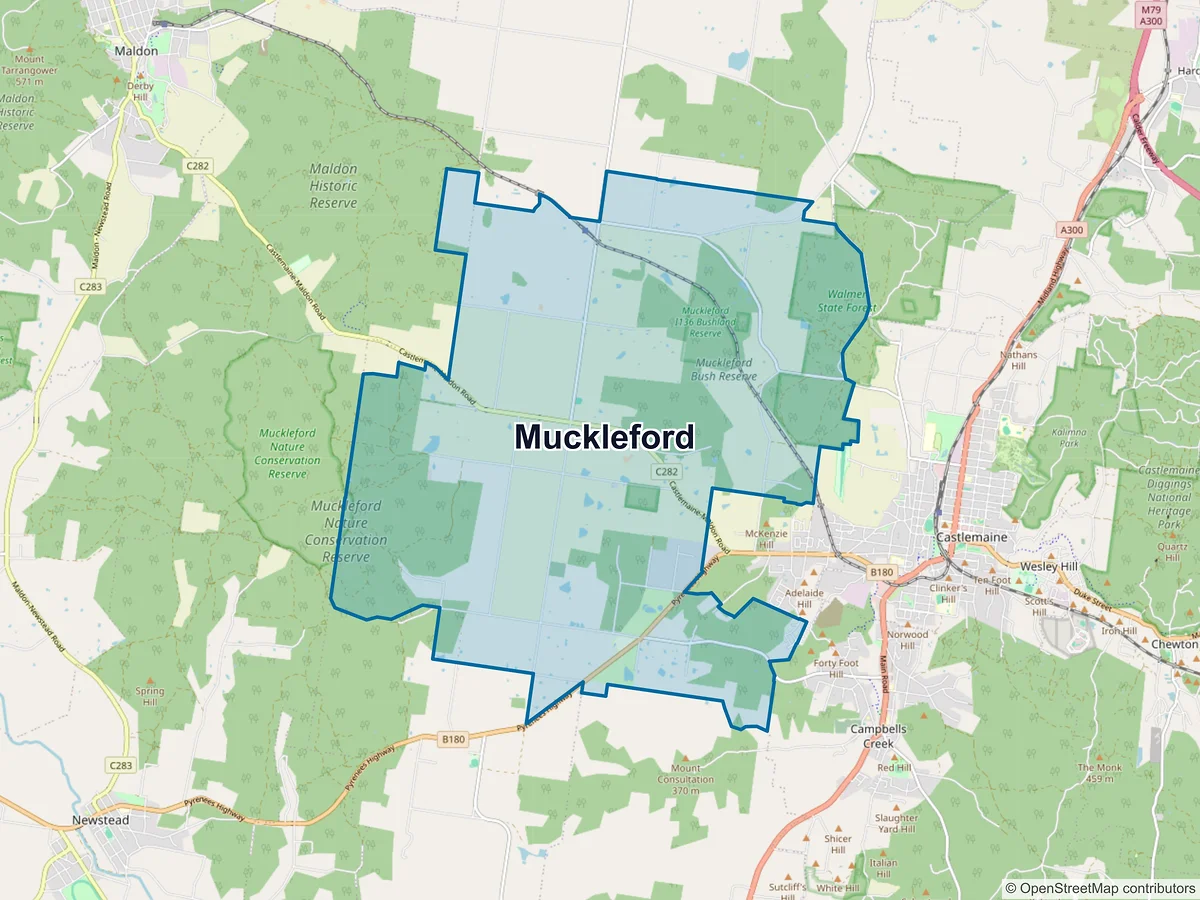 Map of Muckleford, VIC, Australia