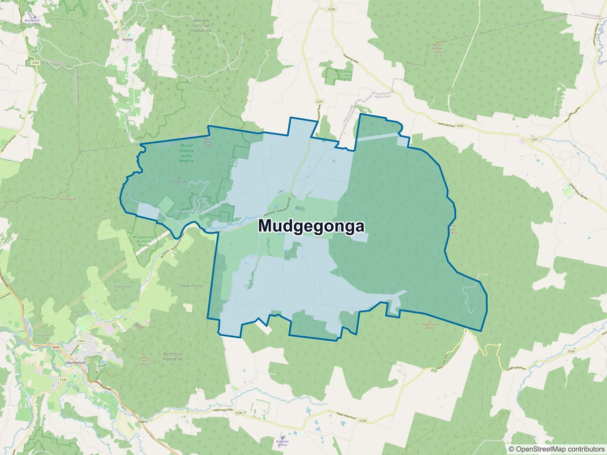 Map of Mudgegonga, VIC, Australia