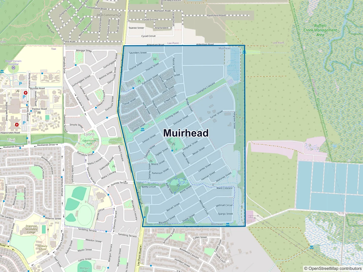 Map of Muirhead, NT, Australia