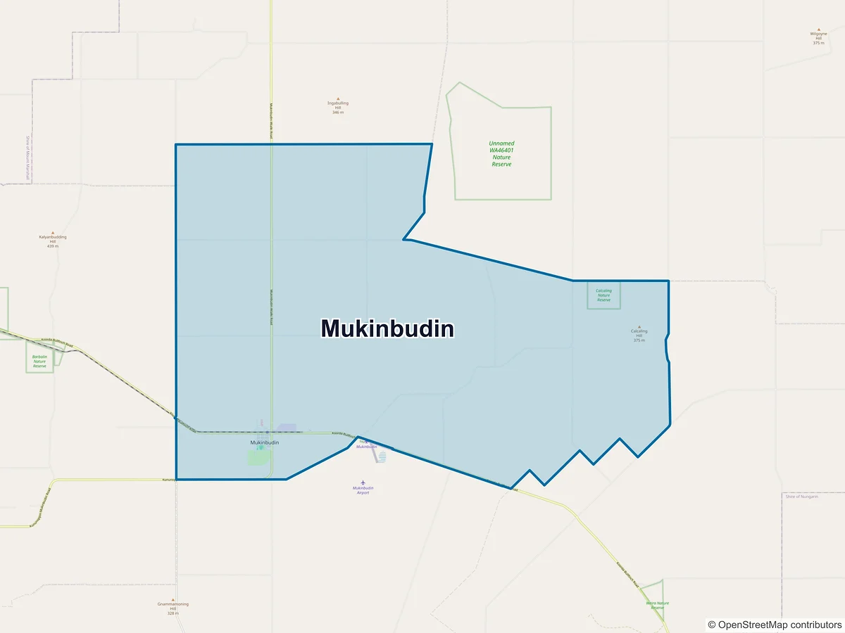 Map of Mukinbudin, WA, Australia