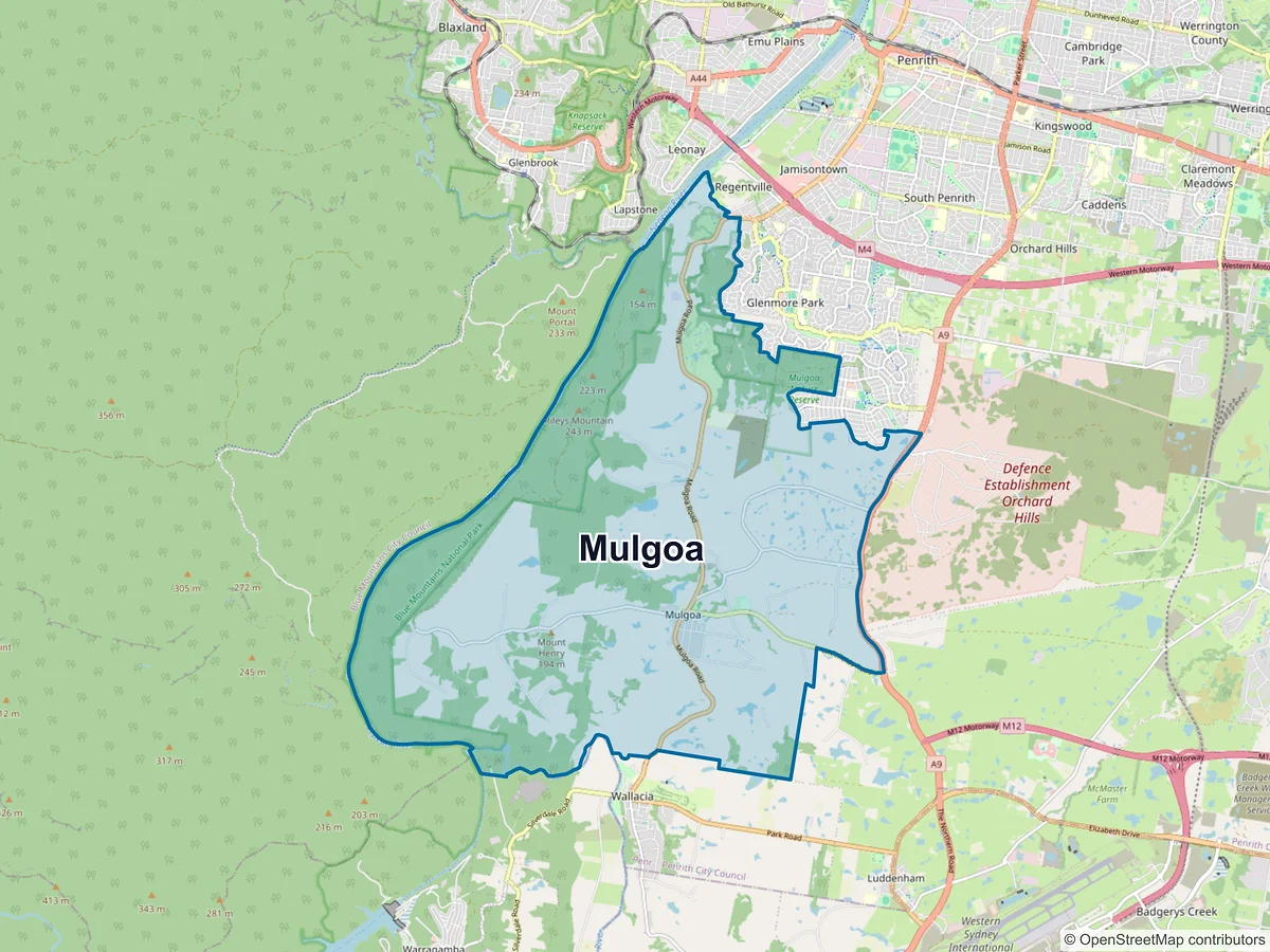 Map of Mulgoa, NSW, Australia