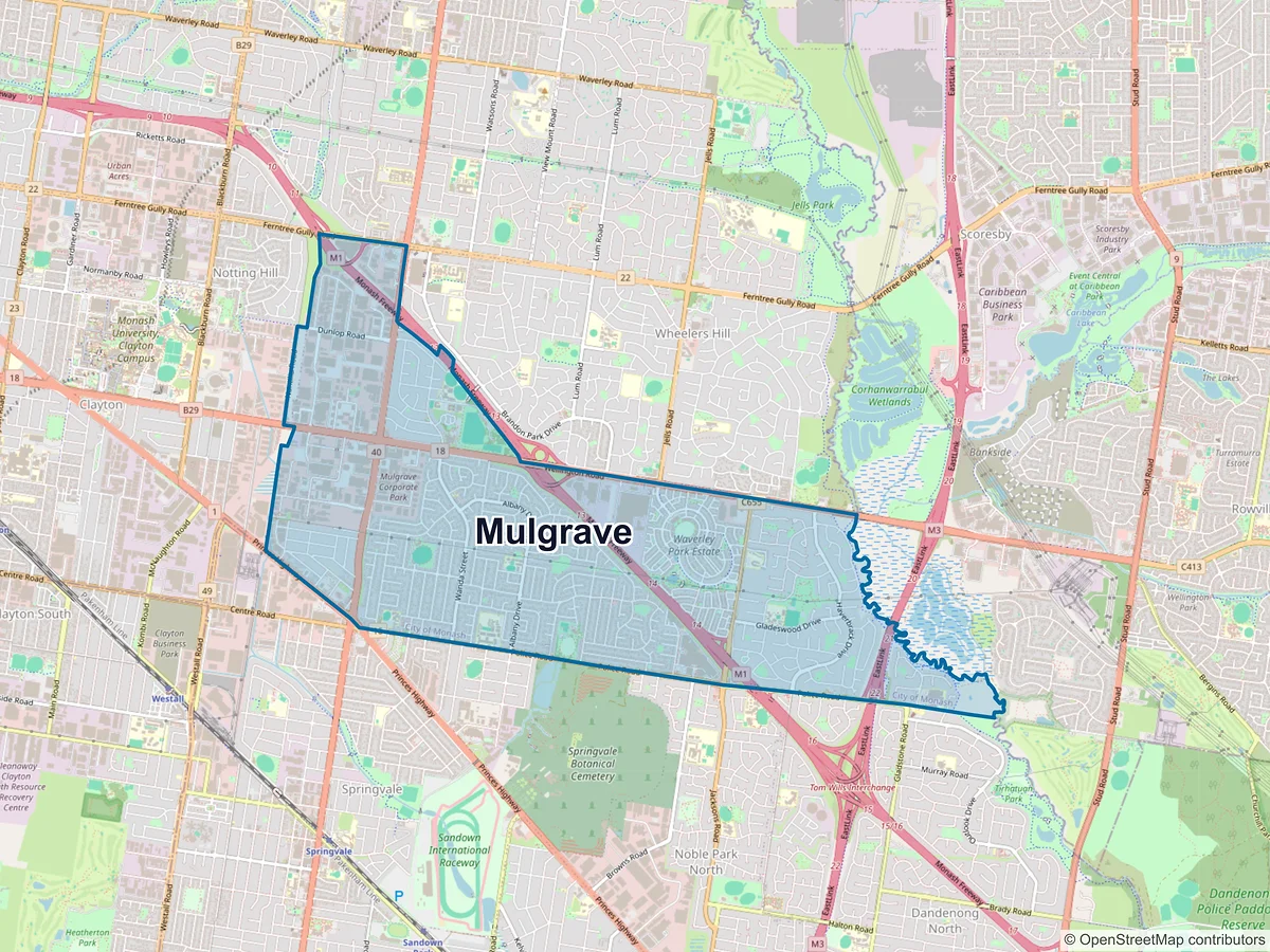 Map of Mulgrave, VIC, Australia
