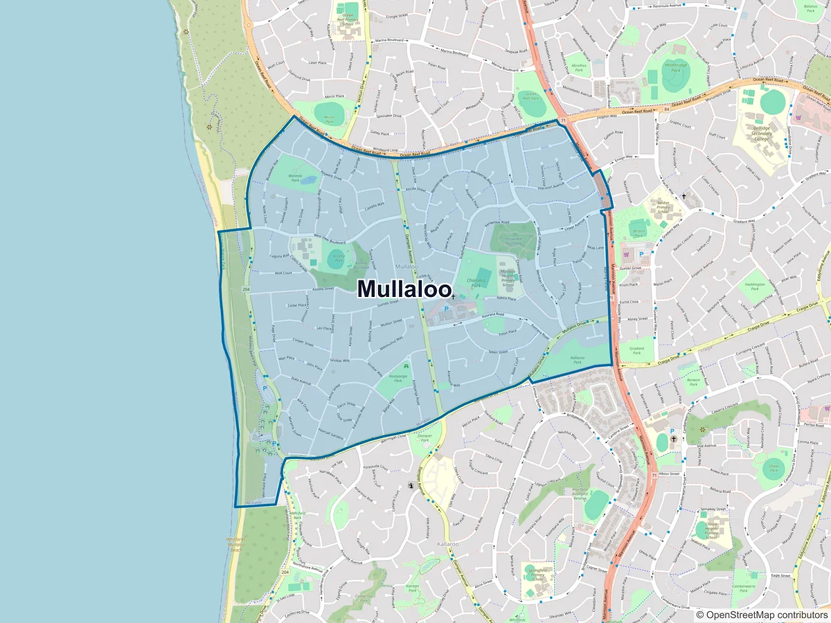 Map of Mullaloo, WA, Australia