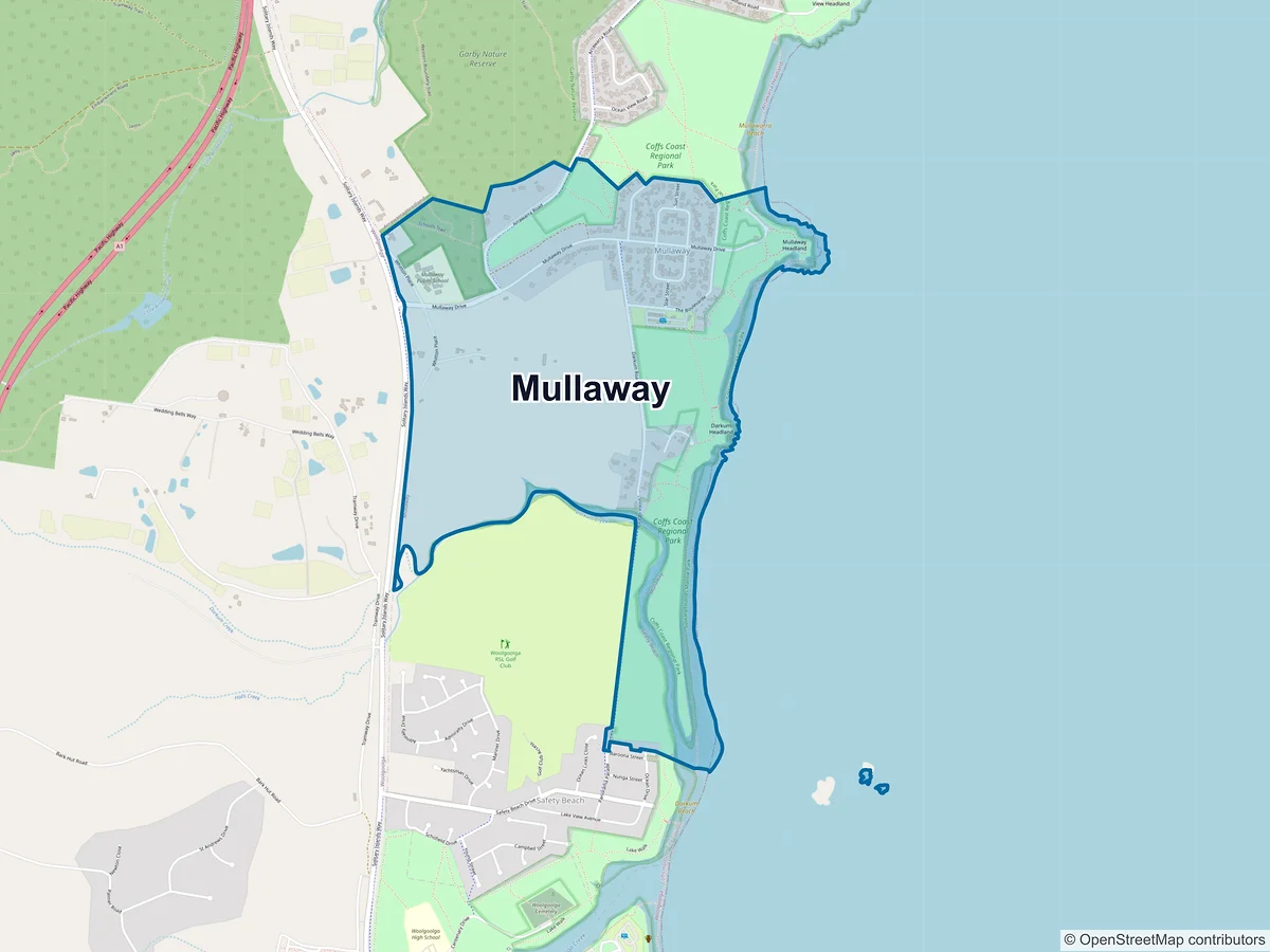 Map of Mullaway, NSW, Australia