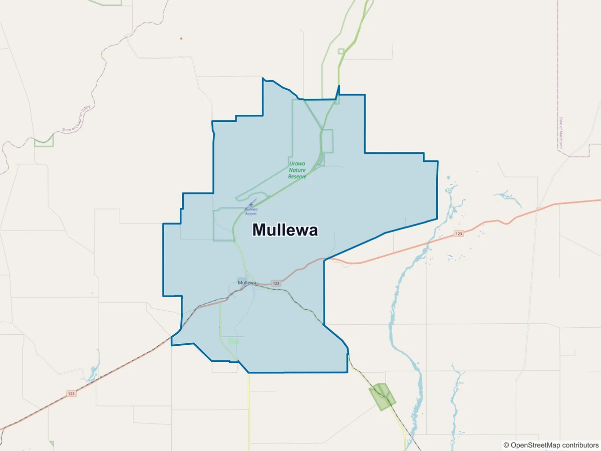 Map of Mullewa, WA, Australia