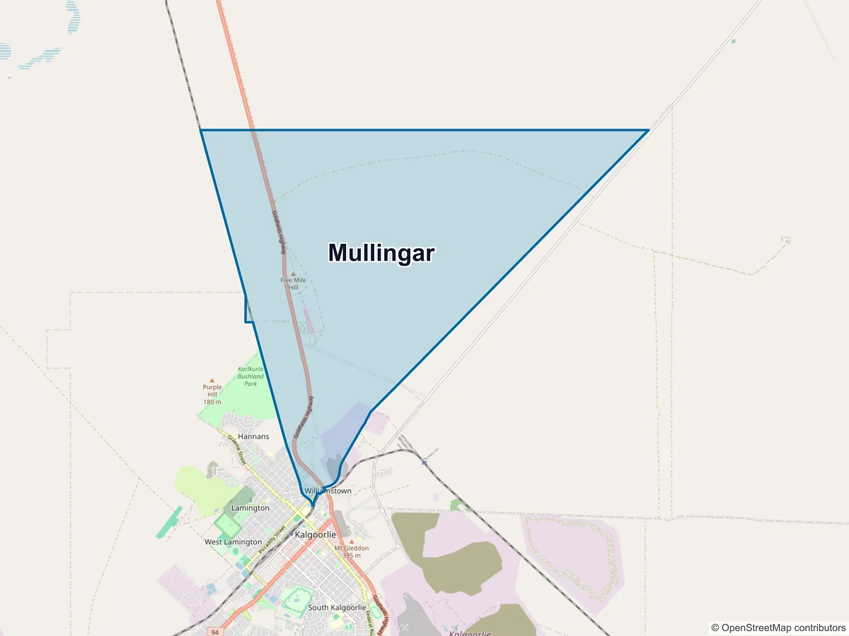Map of Mullingar, WA, Australia