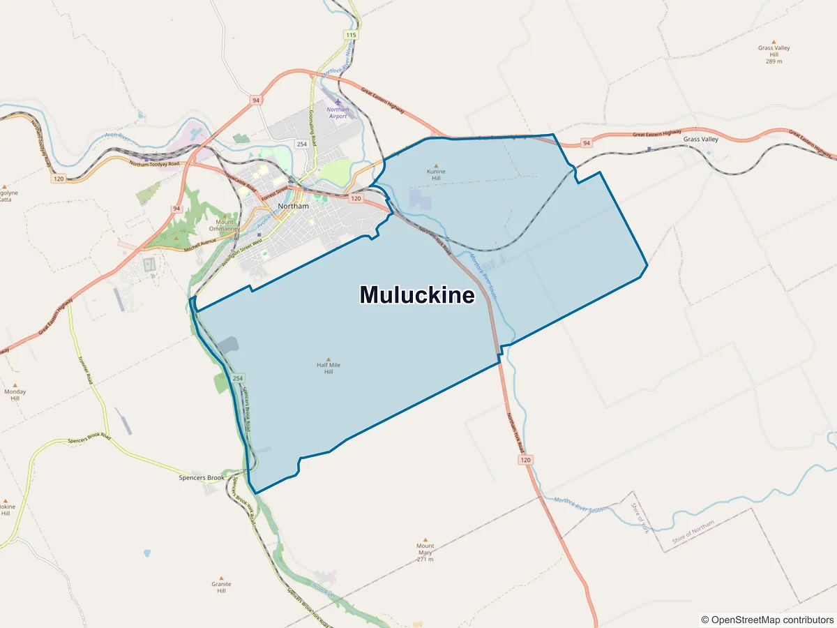 Map of Muluckine, WA, Australia