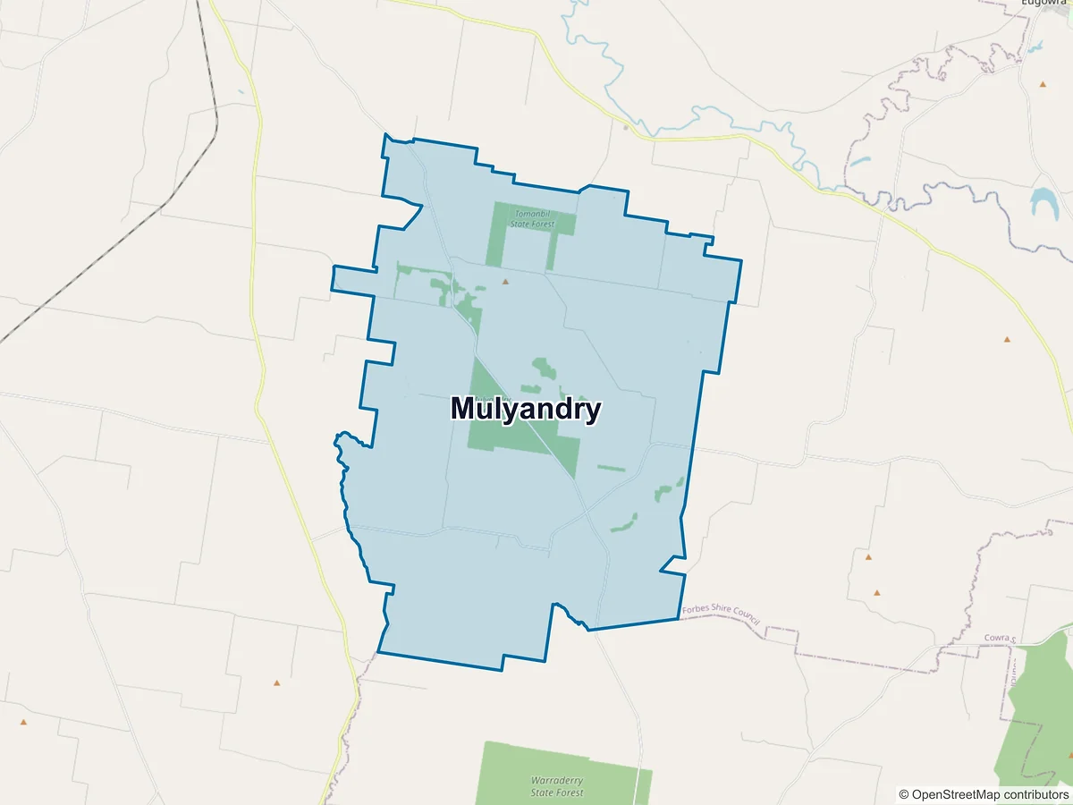 Map of Mulyandry, NSW, Australia