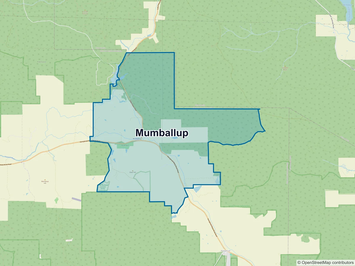Map of Mumballup, WA, Australia