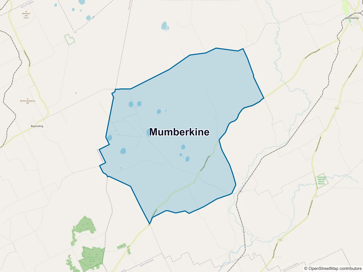 Map of Mumberkine, WA, Australia