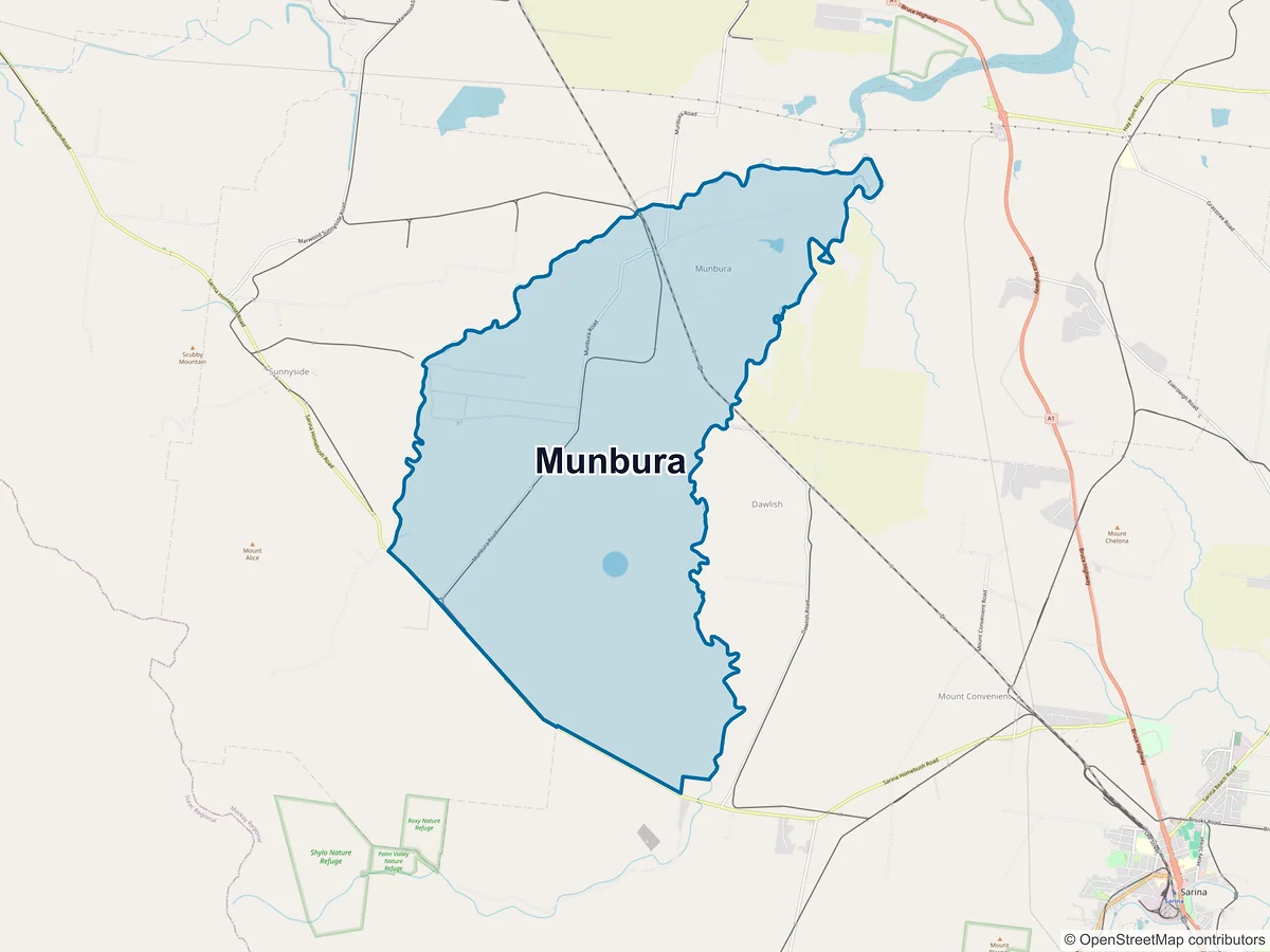 Map of Munbura, QLD, Australia