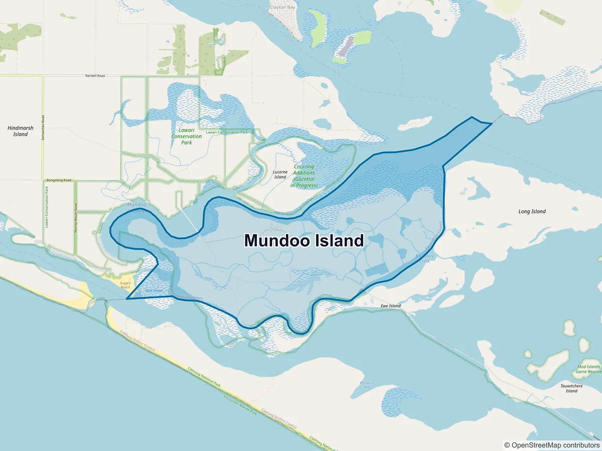Map of Mundoo Island, SA, Australia
