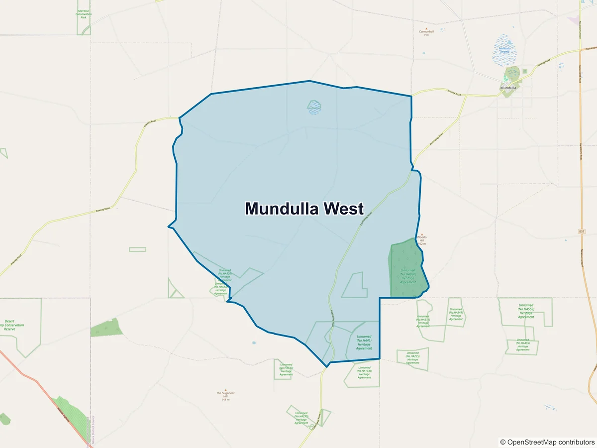 Map of Mundulla West, SA, Australia