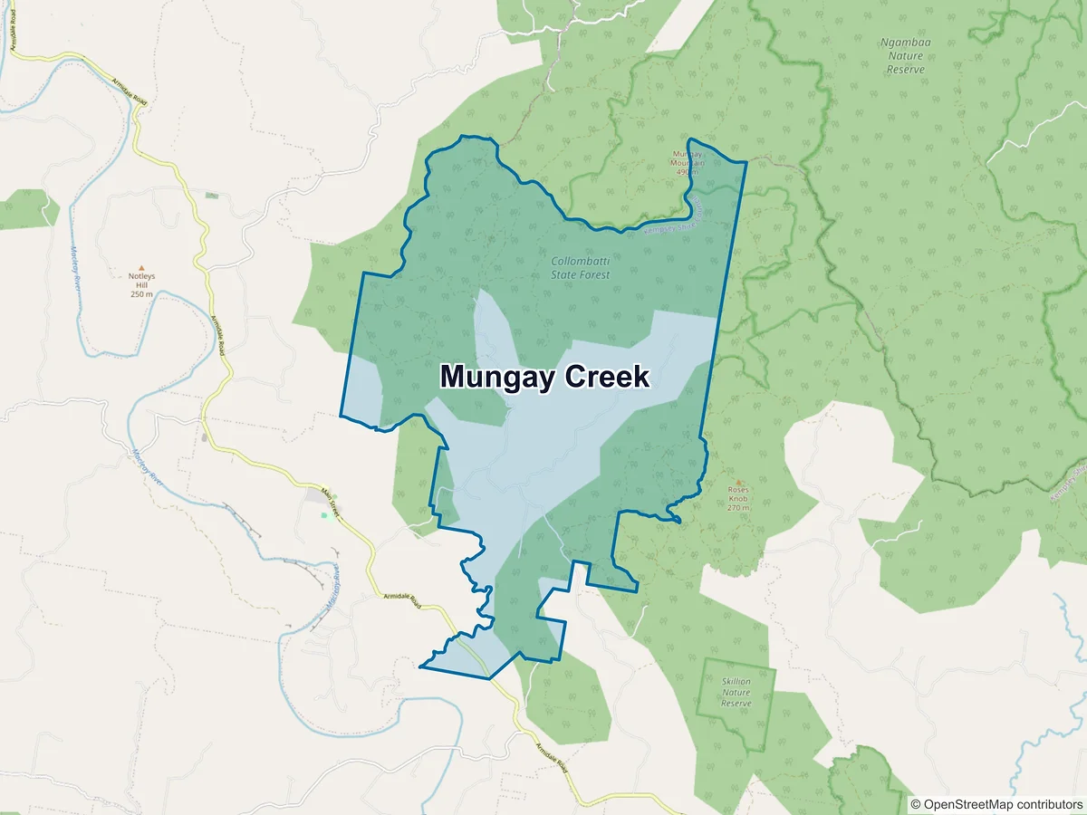 Map of Mungay Creek, NSW, Australia