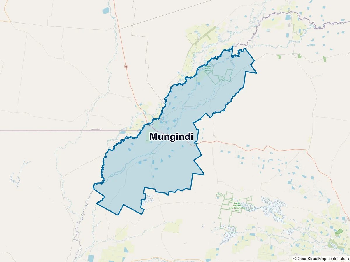 Map of Mungindi, NSW, Australia