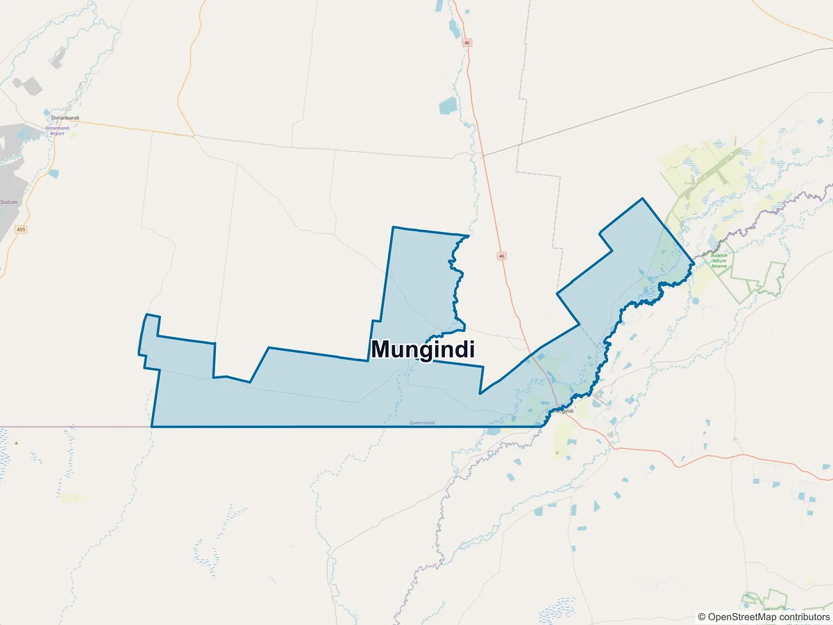 Map of Mungindi, QLD, Australia