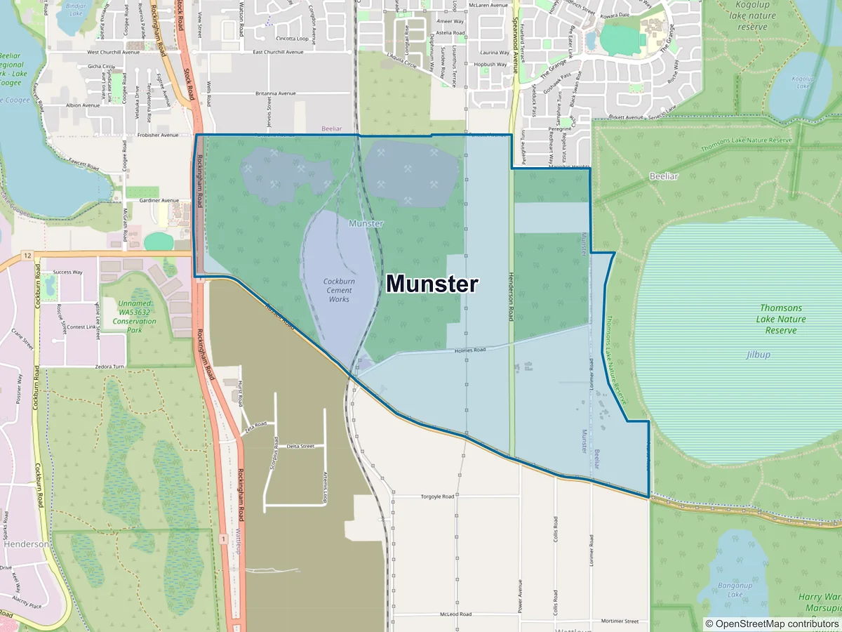 Map of Munster, WA, Australia