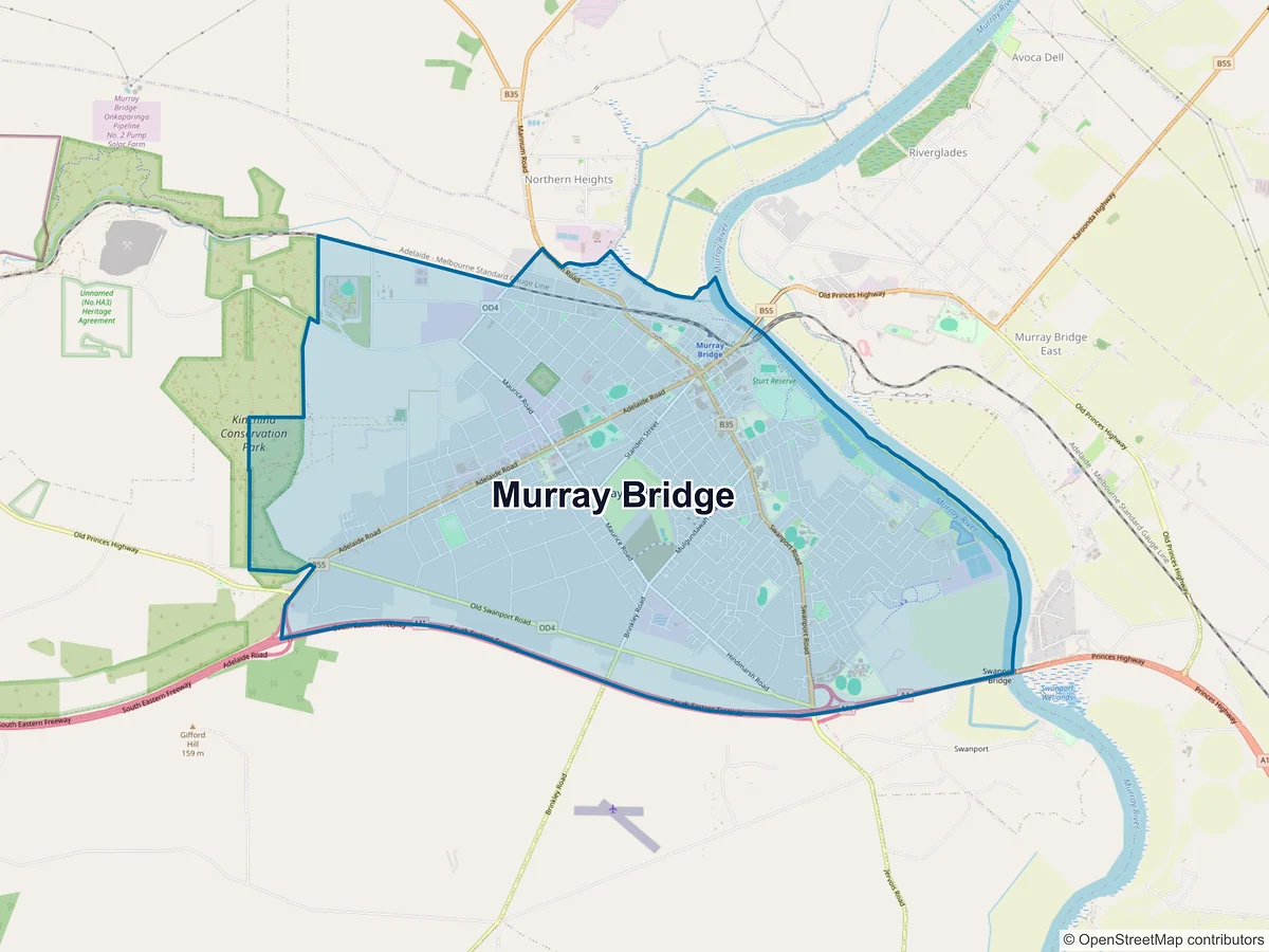 Map of Murray Bridge, SA, Australia