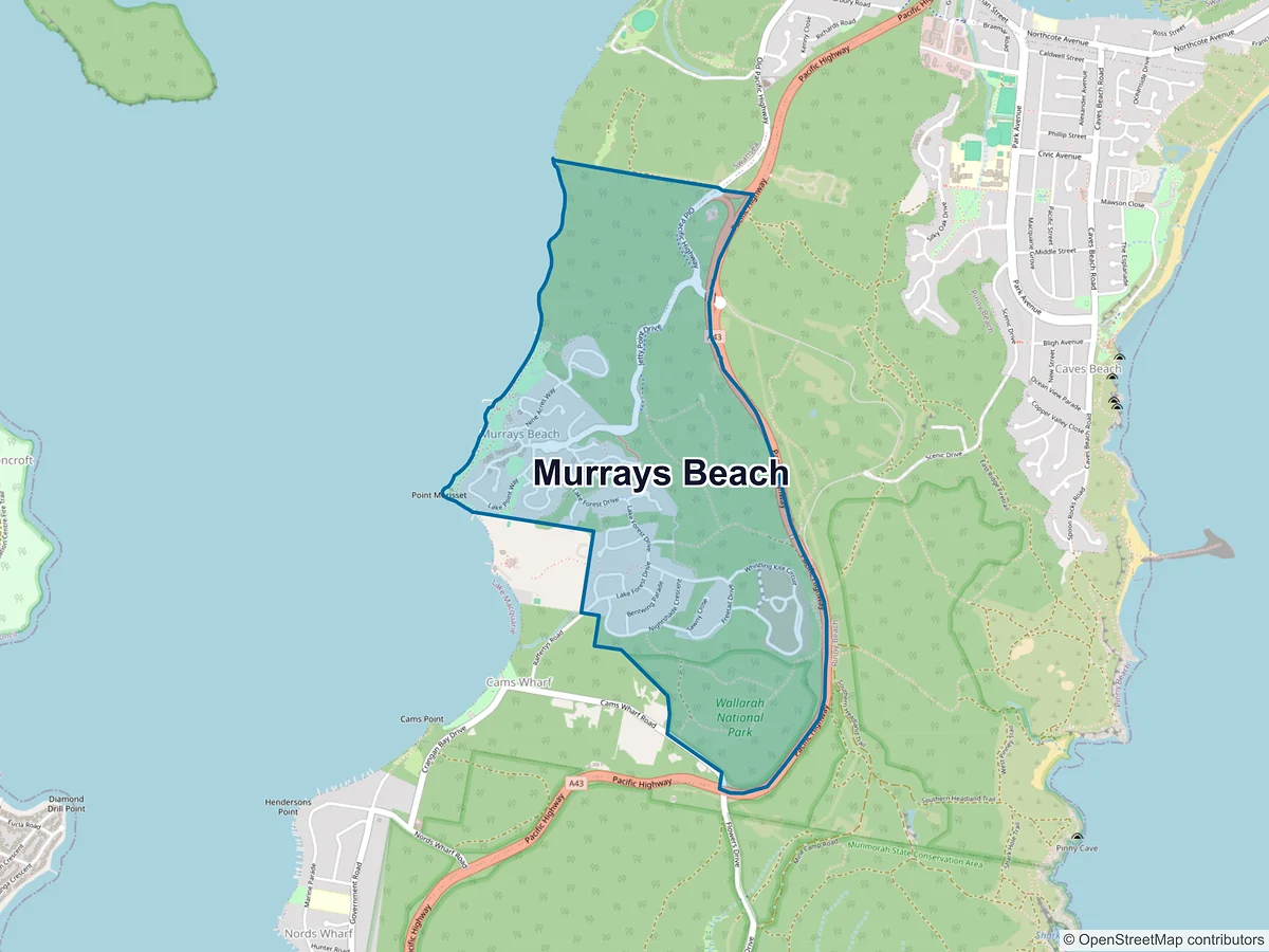 Map of Murrays Beach, NSW, Australia