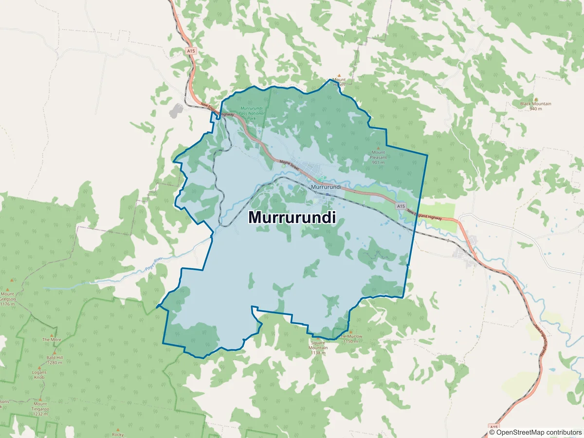Map of Murrurundi, NSW, Australia