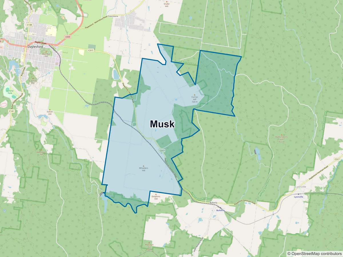 Map of Musk, VIC, Australia