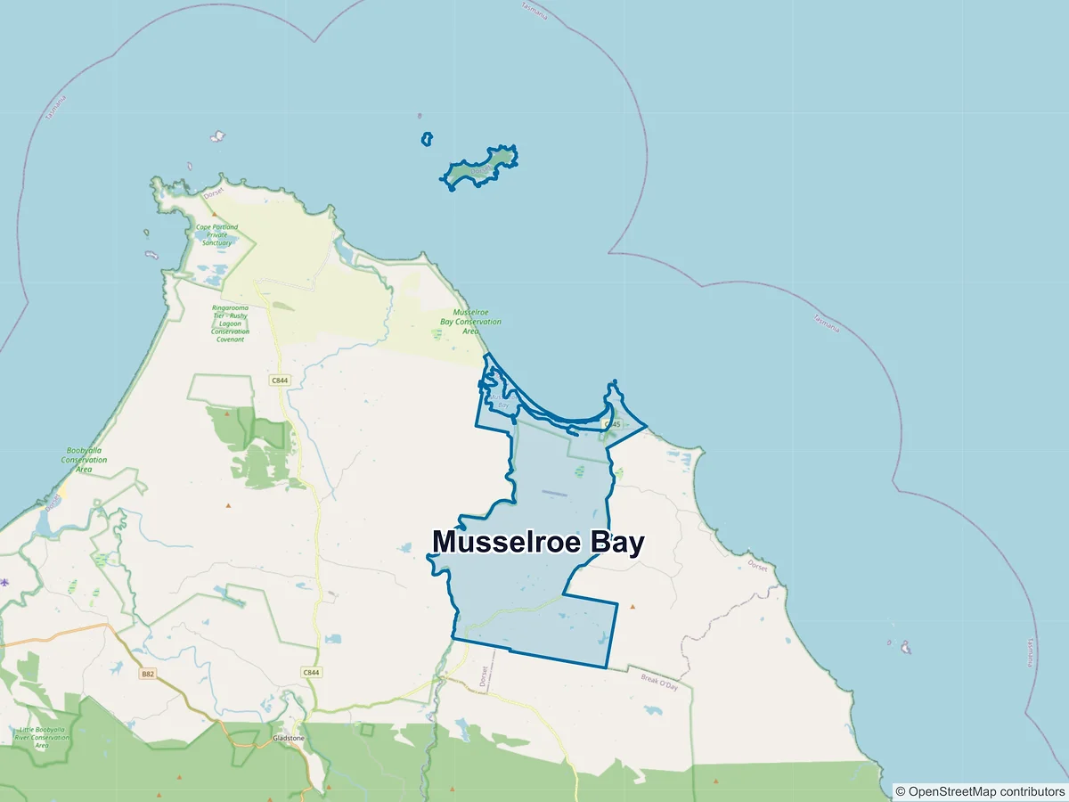 Map of Musselroe Bay, TAS, Australia